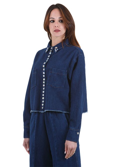 Camicia cropped in denim con bottoni in madreperla FORTE FORTE | Camicie | 13545BISMYSHIRT5019